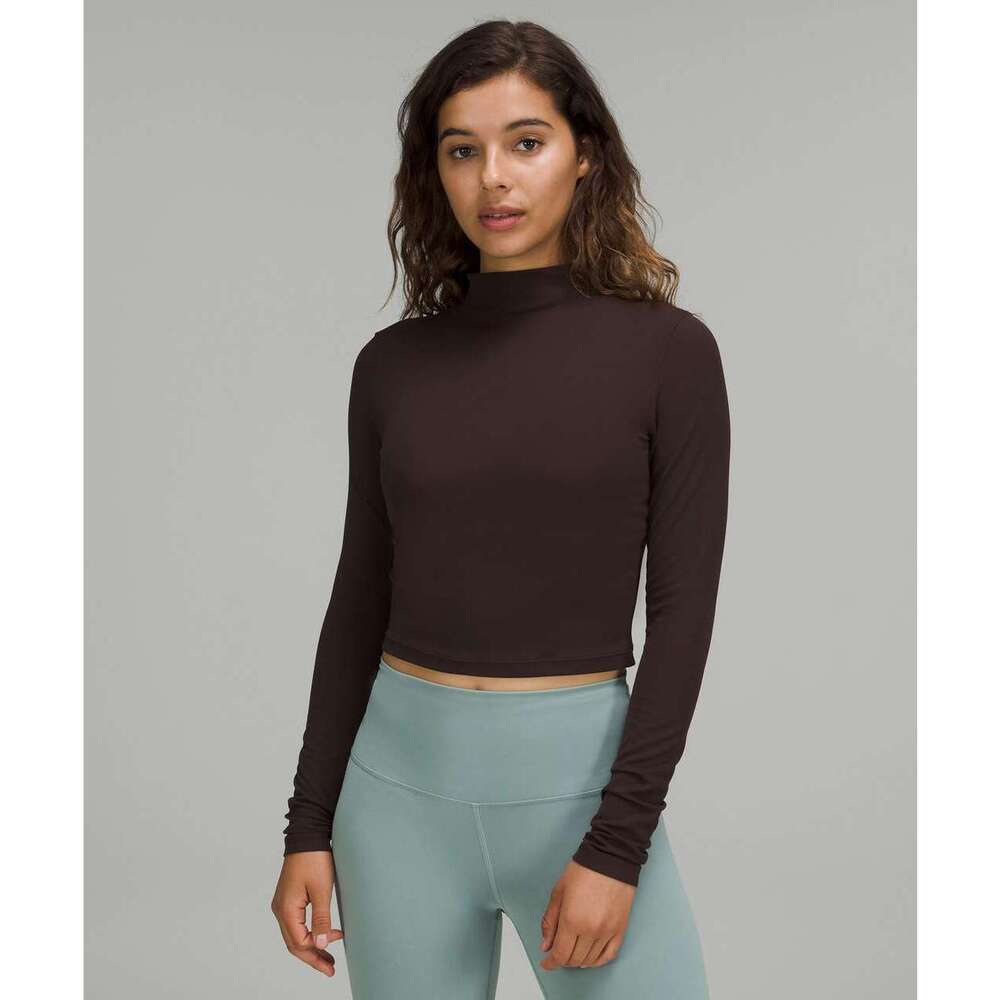 Lululemon All Aligned Mock Neck Long Sleeve Nulu, French Press, Size 6